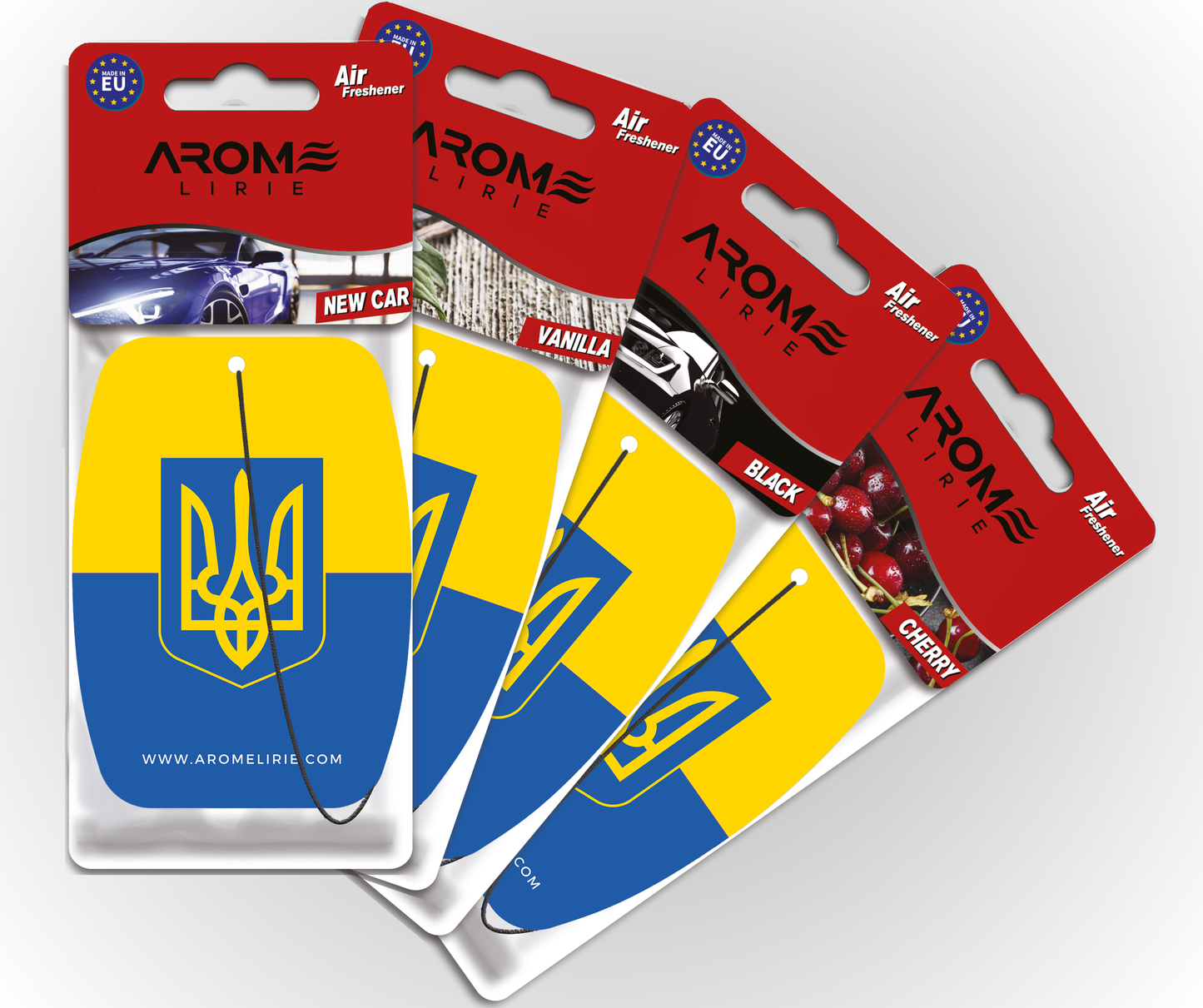 Arome Lirie – Ukraine Flagge Duftbaum | Auto Lufterfrischer | New Car, Vanilla, Black, Cherry