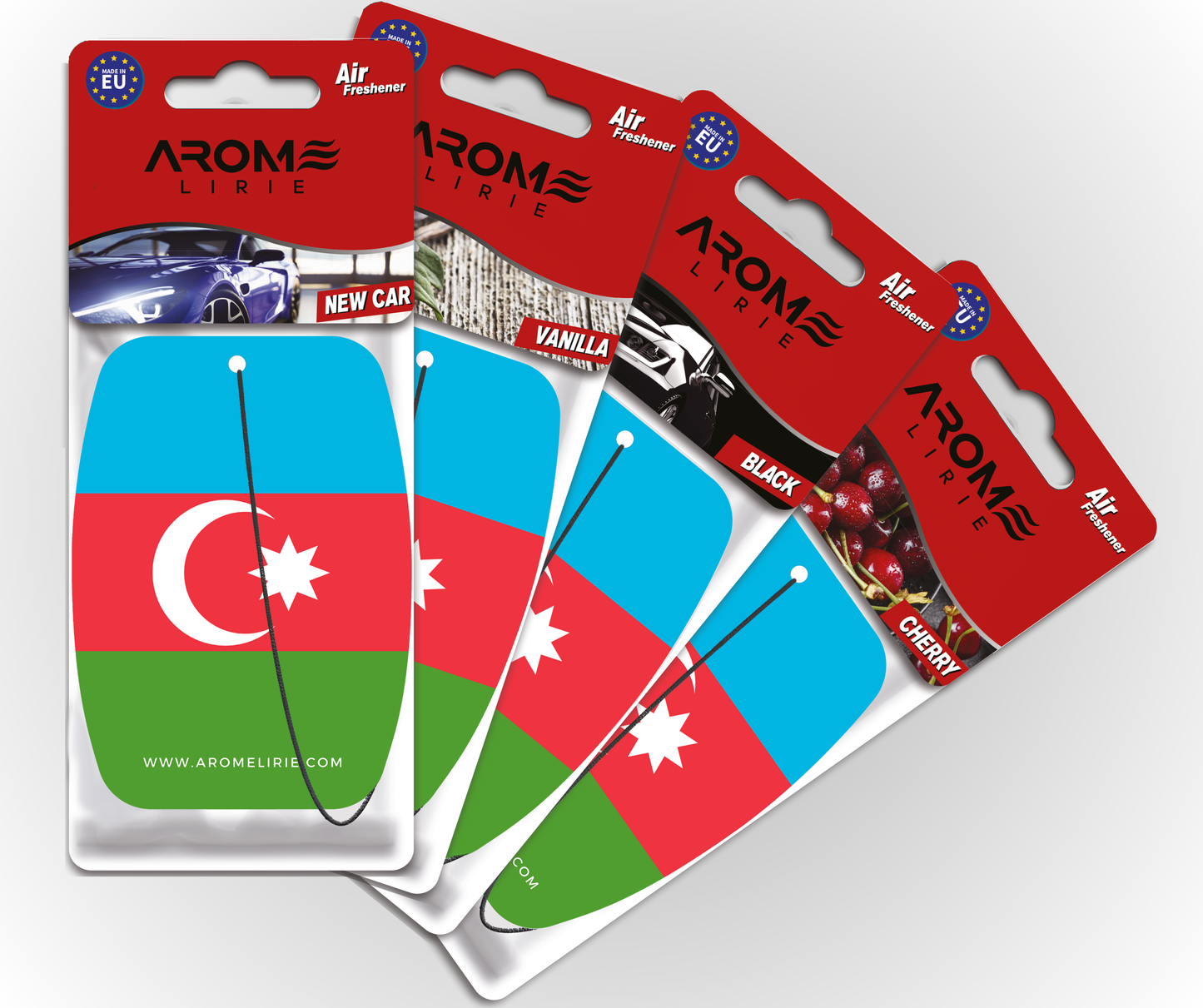 Arome Lirie – Aserbaidschan Flagge Duftbaum | Auto Lufterfrischer | New Car, Vanilla, Black, Cherry