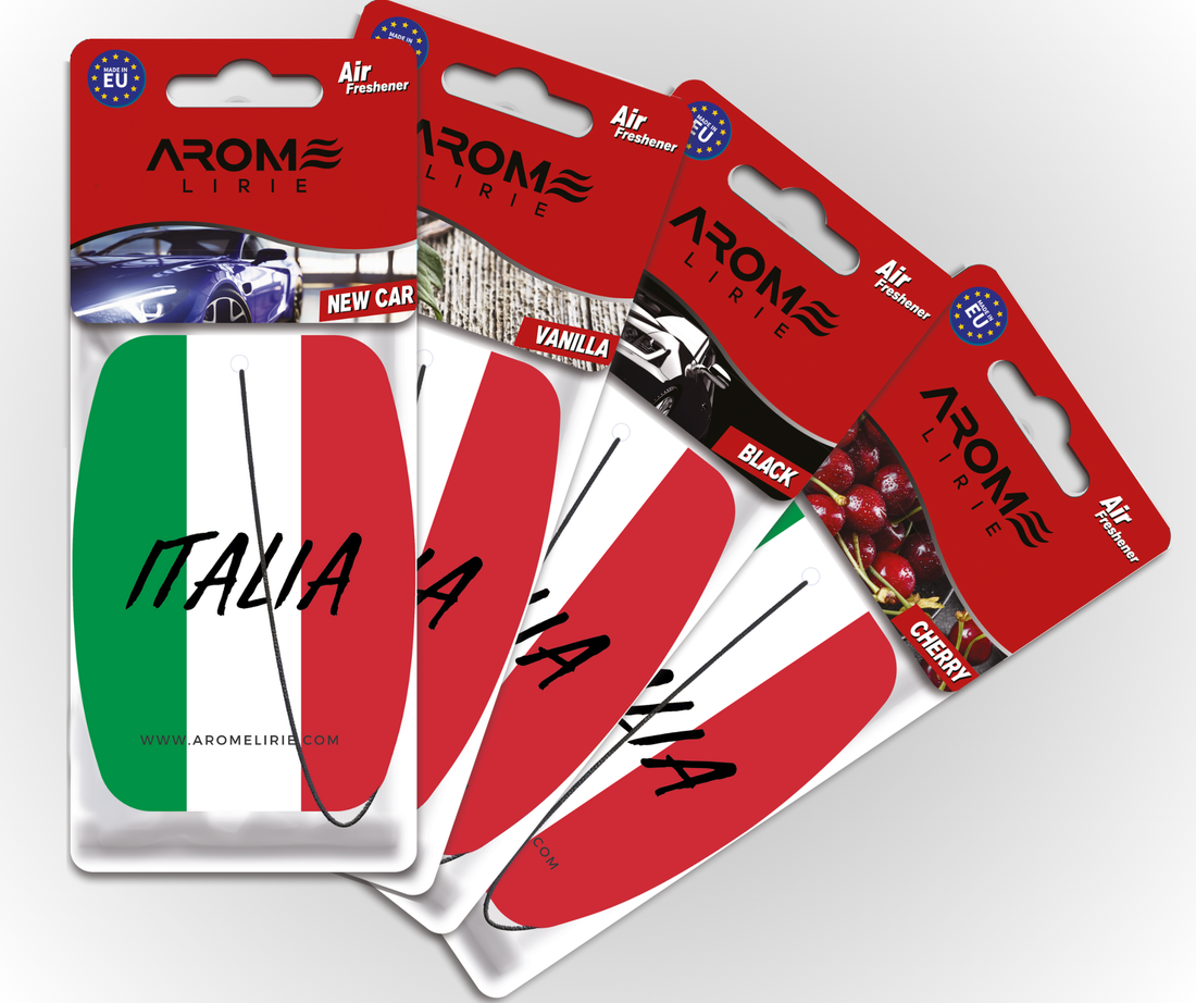 Italien Duftbaum Set – Auto-Lufterfrischer mit italienischem Flaggenmotiv von Arome Lirie