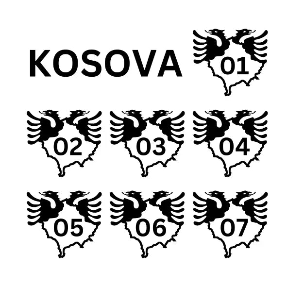 Kosovo Auto Sticker - Adler & Bezirksnummer