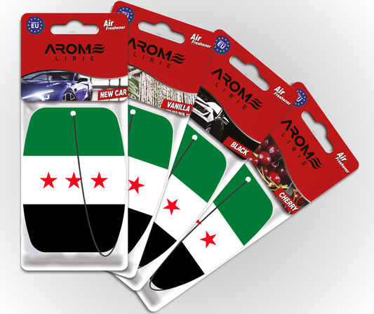 Arome Lirie – Syrische Flagge Duftbaum | Auto Lufterfrischer | New Car, Vanilla, Black, Cherry
