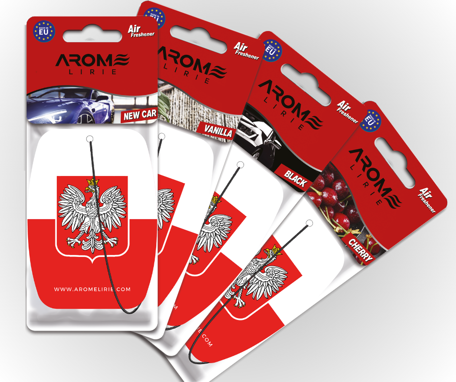 Polen Duftbaum Set – Auto-Lufterfrischer mit polnischem Flaggenmotiv von Arome Lirie