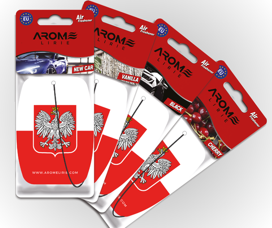Polen Duftbaum Set – Auto-Lufterfrischer mit polnischem Flaggenmotiv von Arome Lirie
