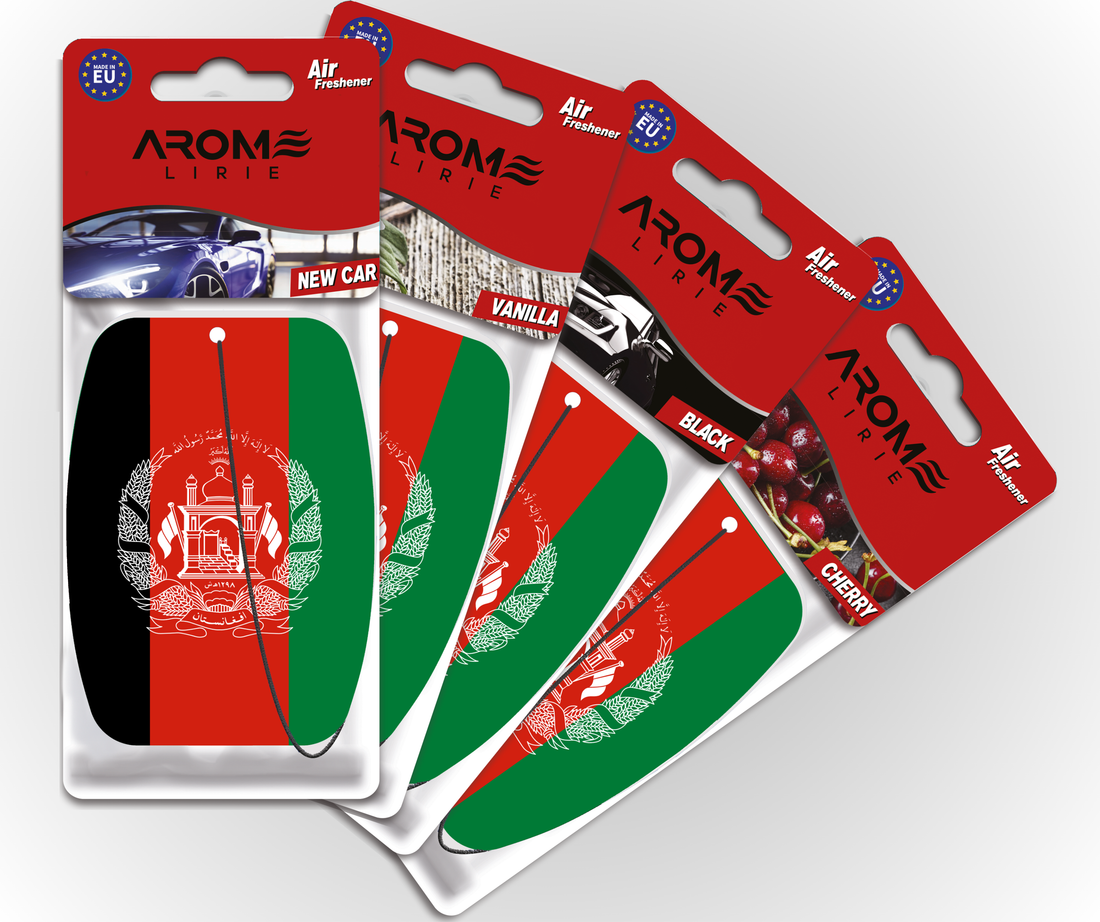 Afghanistan Duftbaum Set – Auto-Lufterfrischer mit afghanischem Flaggenmotiv von Arome Lirie