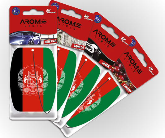 Arome Lirie – Afghanistan Flagge Duftbaum | Auto Lufterfrischer | New Car, Vanilla, Black, Cherry